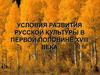 Условия развития русской культуры в первой половине XVIII века