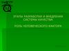 Этапы разработки и внедрения системы качества. Роль человеческого фактора