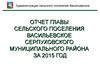 Отчет главы сельского поселения Васильевское
