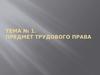 Предмет трудового права. (Тема 1)