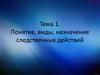 Понятие, виды, назначение следственных действий