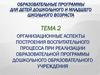 Организационные аспекты построения процесса при реализации образовательной программы дошкольного образовательного учреждения