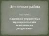 Система управления муниципальными земельными ресурсами
