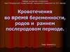 Кровотечения во время беременности, родов и раннем послеродовом периоде