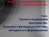 Группа в социальном пространстве. Признаки и функции коллектива, методика его формирования