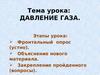 Тема урока: «Давление газа»