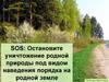 Остановите уничтожение родной природы под видом наведения порядка на родной земле