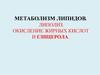 Метаболизм липидов. Липолиз. Окисление жирных кислот и глицерола