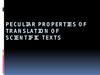 Peculiar properties of translation of scientific texts