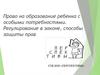 Право на образование ребенка с особыми потребностями. Регулирование в законе, способы защиты прав