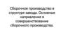 Сборочное производство в структуре завода. Основные направления в совершенствование сборочного производства