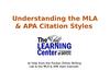 Understanding the MLA & APA. Citation styles