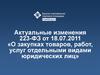 Актуальные изменения 223-ФЗ от 18.07.2011 «О закупках товаров, работ, услуг отдельными видами юридических лиц»