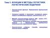 Функции и методы логистики. Логистические издержки. (Тема 3)