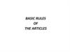 Basic rules of the articles