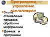Программное управление компьютером. Этапы становления процесса обработки информации. Данные и программы