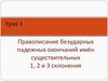 Правописание безударных падежных окончаний имён существительных 1, 2 и 3 склонения