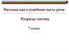 Частица как служебная часть речи. Разряды частиц. 7 класс