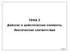 Тема 3. Дейксис и дейктические элементы. Лексические соответствия