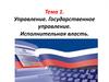 Управление. Государственное управление. Исполнительная власть
