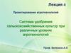 Проектирование агротехнологий. Система удобрения сельскохозяйственных культур при различных уровнях агротехнологий