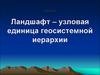 Ландшафт – узловая единица геосистемной иерархии