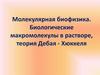 Молекулярная биофизика. Биологические макромолекулы в растворе, теория Дебая - Хюккеля