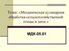 Механическая кулинарная обработка сельскохозяйственной птицы и дичи