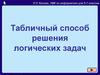 Табличный способ решения логических задач