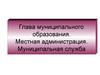 Глава муниципального образования. Местная администрация. Муниципальная служба. (Тема 5.3)