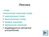 Лексика. Лексическое значение слова