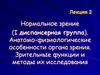 Нормальное зрение (I диспансерная группа). Анатомо-физиологические особенности органа зрения