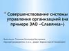 Совершенствование системы управления организацией, на примере ЗАО «Славянка»