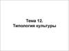 Типология культуры. Понятия типологии и типологизации культур. (Тема 12)