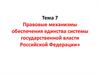 Правовые механизмы обеспечения единства системы государственной власти Российской Федерации