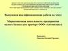 Маркетинговая деятельность предприятия малого бизнеса (на примере ООО «Автовизаж»)