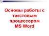 Основы работы с текстовым процессором MS Word