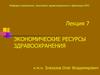 Экономические ресурсы здравоохранения