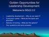 Golden Opportunities for Leadership Development. Welcome to GOLD 2.0