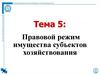 Правовой режим имущества субъектов хозяйствования