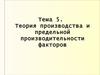 Теория производства и предельной производительности факторов. (Тема 5)