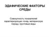 Эдафические факторы среды. Совокупность показателей характеризующих почву, материнскую породу, грунтовые воды