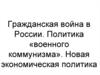 Гражданская война в России. Политика «военного коммунизма». Новая экономическая политика