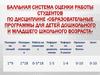 Балльная система оценки работы по дисциплине «Образовательные программы для детей дошкольного и младшего школьного возраста»