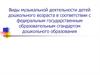 Виды музыкальной деятельности детей дошкольного возраста в соответствии с федеральным государственным образовательным стандартом