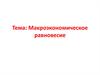 Макроэкономическое равновессие. Равновесное функционирование национальной экономики