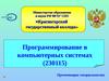 Презентация специальности "Программирование в компьютерных системах"