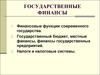 Государственные финансы. Финансовые функции современного государства