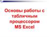 Основы работы с табличным процессором MS Excel