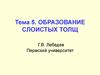 Образование слоистых толщ. Тема 5